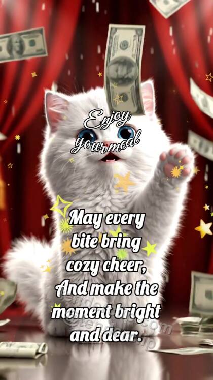 Enjoy your meal: Kitten Under Money Rain