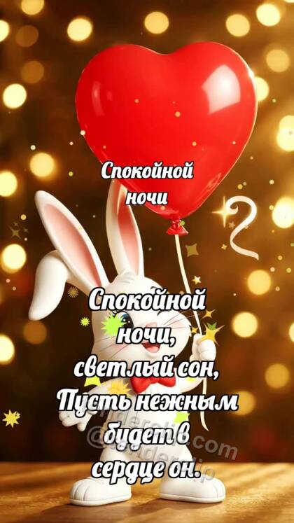 Спокойной ночи: Зайчик с сердечным шариком