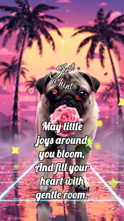 Just a hint: Puppy Carries Flower