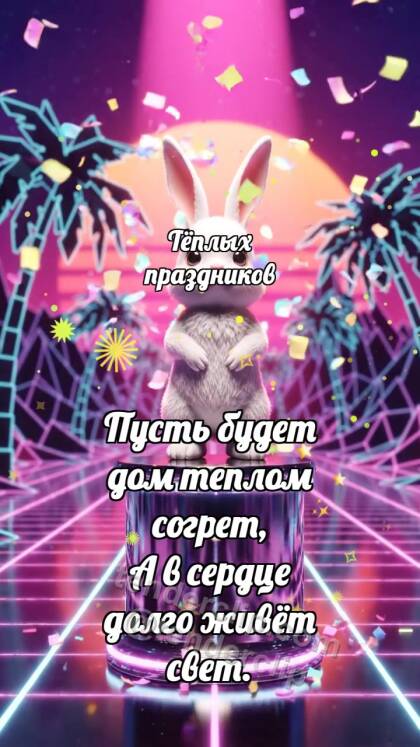 Тёплых праздников: Зайчик на вершине