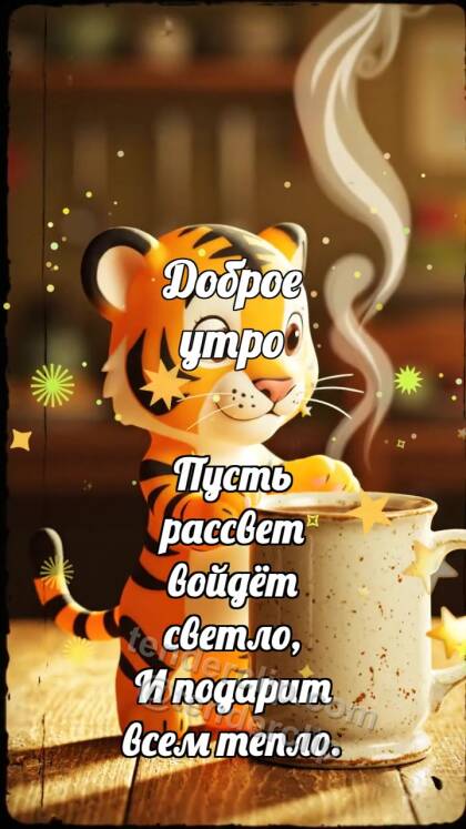 Доброе утро: Тигрёнок с утренним кофе