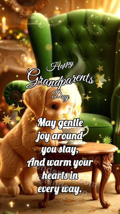 Happy Grandparents Day: Puppy Sets Tea Cup