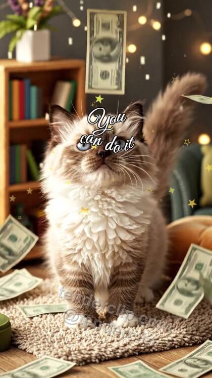 You can do it: Kitten Under Money Rain