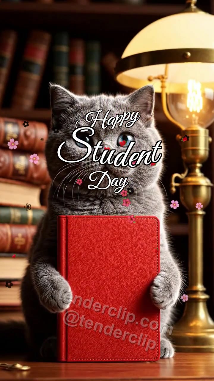 Happy Student Day: Kitten With Lucky Record Book