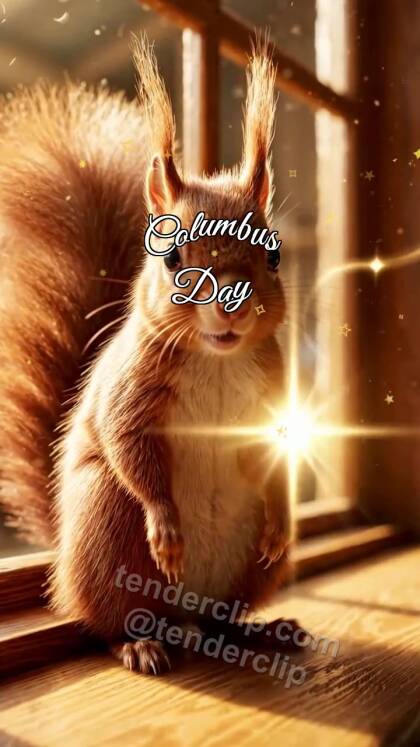 Columbus Day: Squirrel Waves From Window