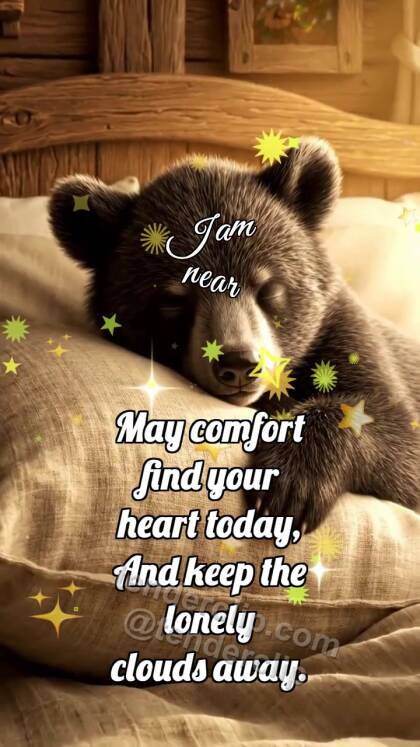 I am near: Bear Cub Hugs Pillow