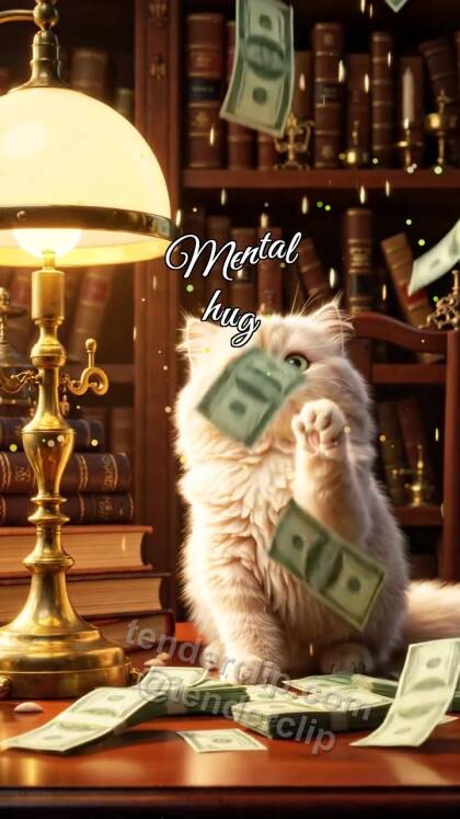 Mental hug: Kitten Under Money Rain