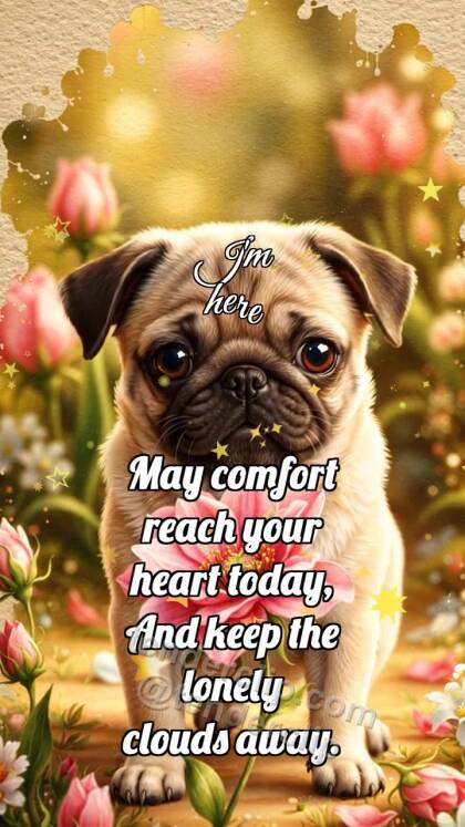 I'm here: Puppy Carries Flower