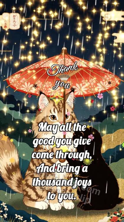 Thank you: Kitten Holds Umbrella