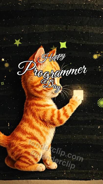 Happy Programmer Day: Kitten Wakes Pixel