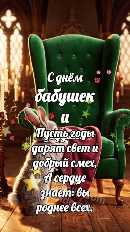 С днём бабушек и дедушек: Зайчик несёт плед