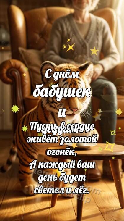 С днём бабушек и дедушек: Тигрёнок ставит чашку чая