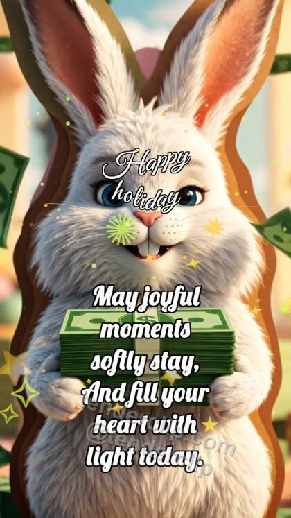 Happy holiday: Bunny Holds Cash