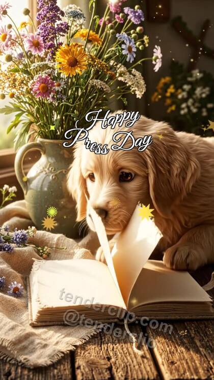 Happy Press Day: Puppy Opens Notebook