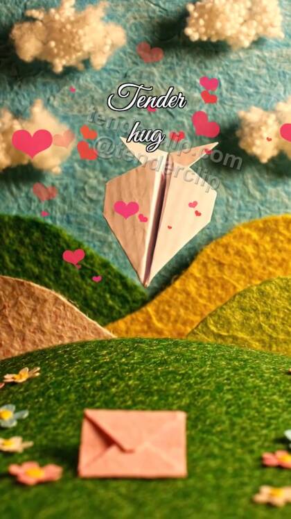 Tender hug: paper plane brings a note