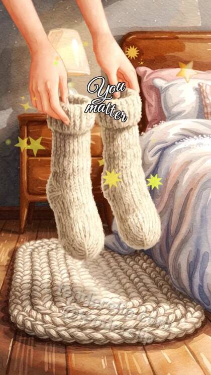 You matter: warm socks are placed by the bed