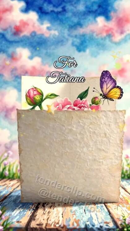 For Tatiana: card opens with a drawn bloom
