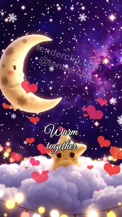 Warm together: moon lifts a star