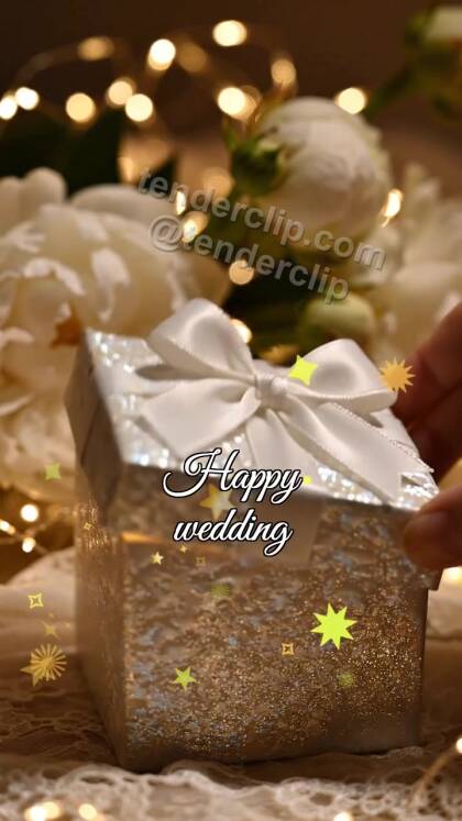 Happy wedding: gift box shyly opens