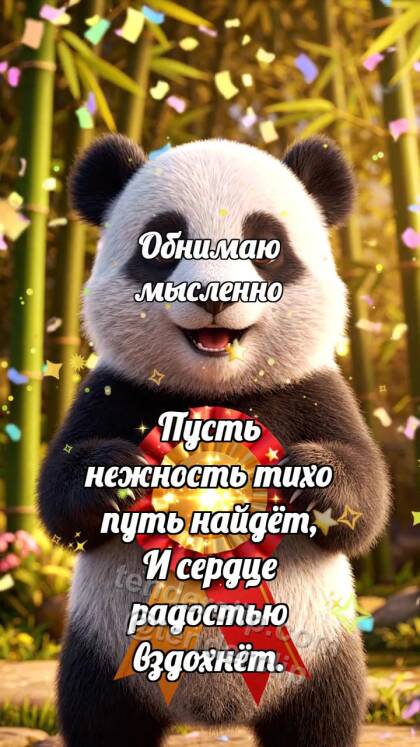Обнимаю мысленно: Медвежонок с победной лентой