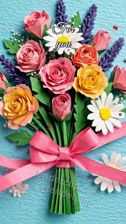 For you: ribbon ties a bouquet