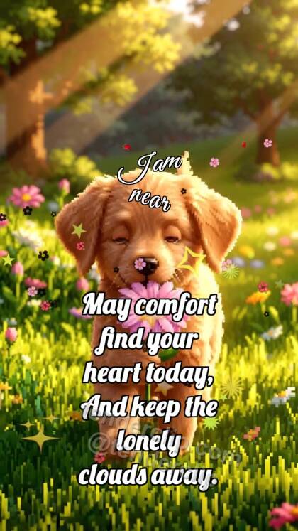 I am near: Puppy Carries Flower