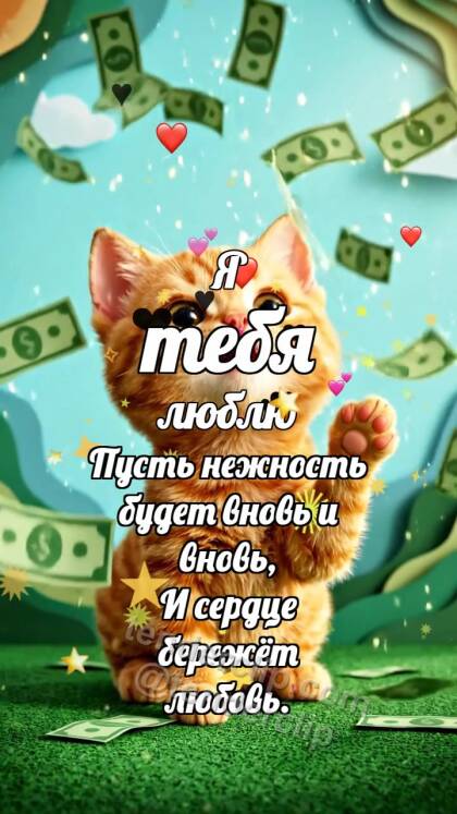 Я тебя люблю: Котёнок под дождём денег