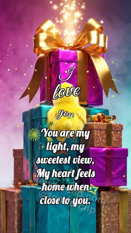 I love you: Chick On Gift Pile