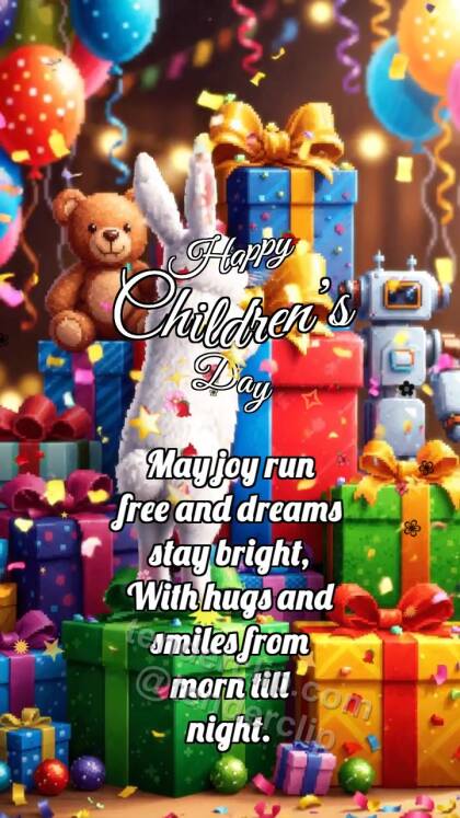 Happy Children’s Day: Bunny On Toy Gifts