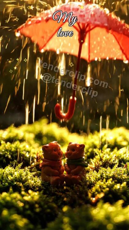 My love: umbrella shelters two