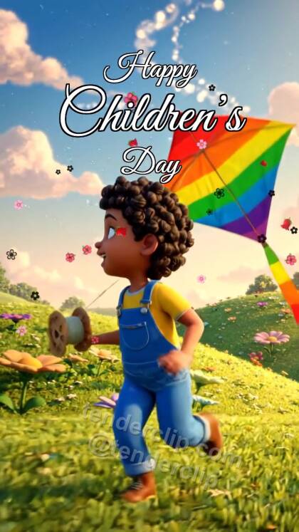 Happy Children’s Day: child launches a kite