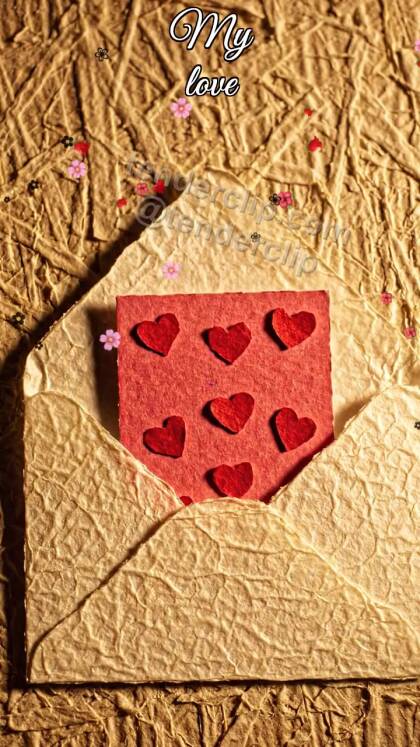 My love: envelope hugs a card
