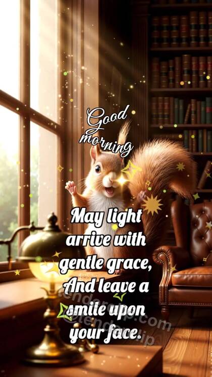 Good morning: Squirrel Waves From Window