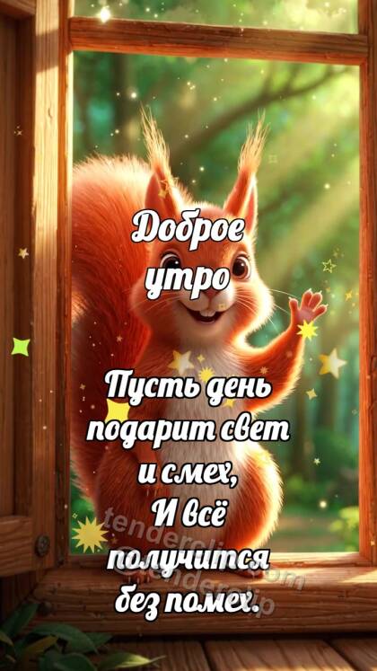 Доброе утро: Белочка машет из окна