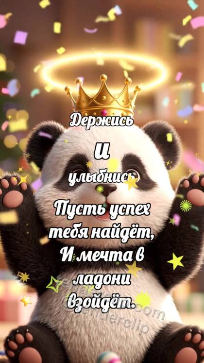 Держись и улыбнись: Панда с короной