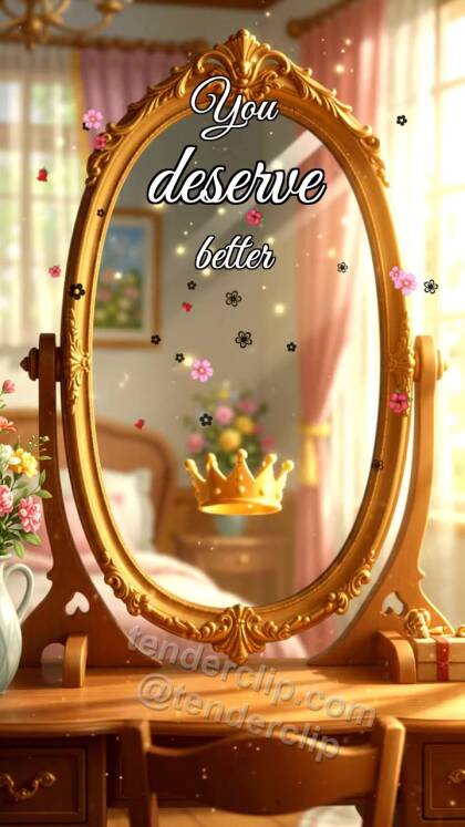 You deserve better: small crown rises before a mirror