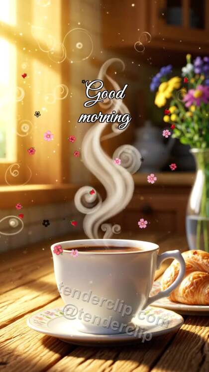 Good morning: coffee steam draws a smile