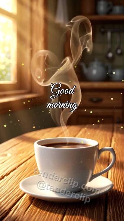 Good morning: coffee steam draws a smile