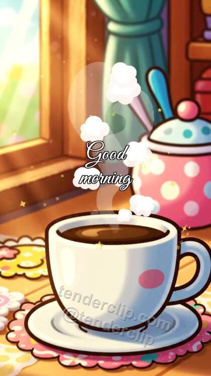 Good morning: coffee steam draws a smile