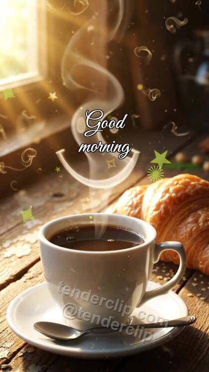 Good morning: coffee steam draws a smile