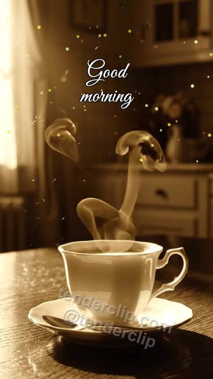 Good morning: coffee steam draws a smile