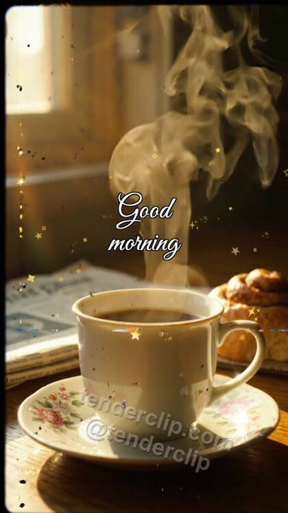 Good morning: coffee steam draws a smile