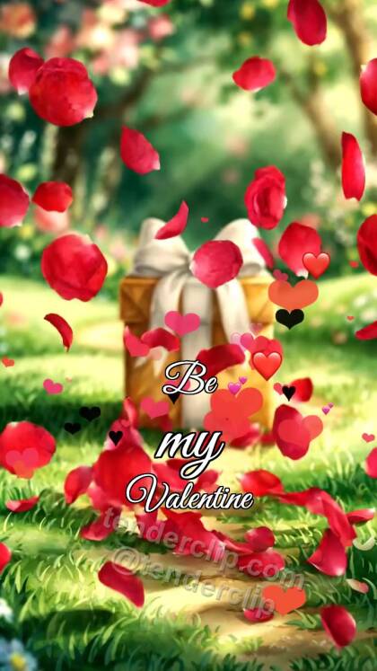 Be my Valentine: rose petals form a path to a gift