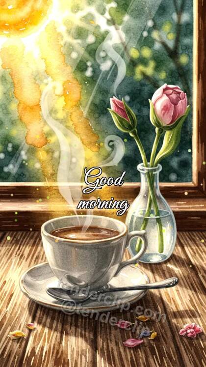 Good morning: sunbeam wakes a cup