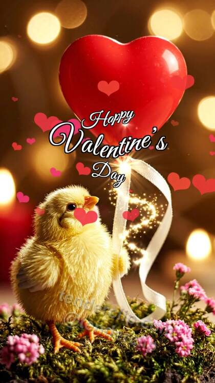 Happy Valentine’s Day: Chick With Heart Balloon