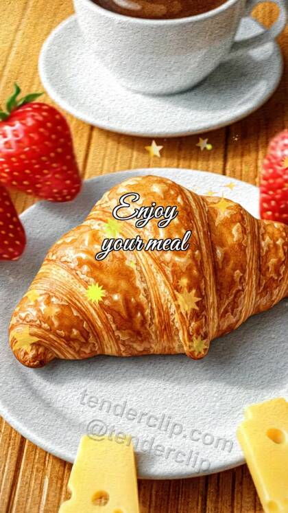 Enjoy your meal: croissant opens breakfast plate