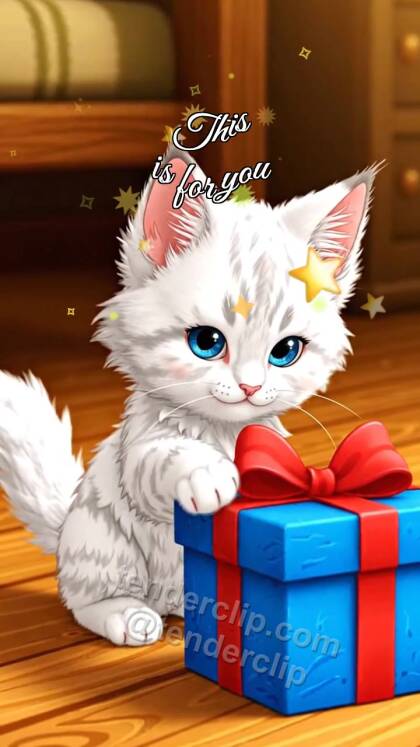 This is for you: kitten nudges a small box