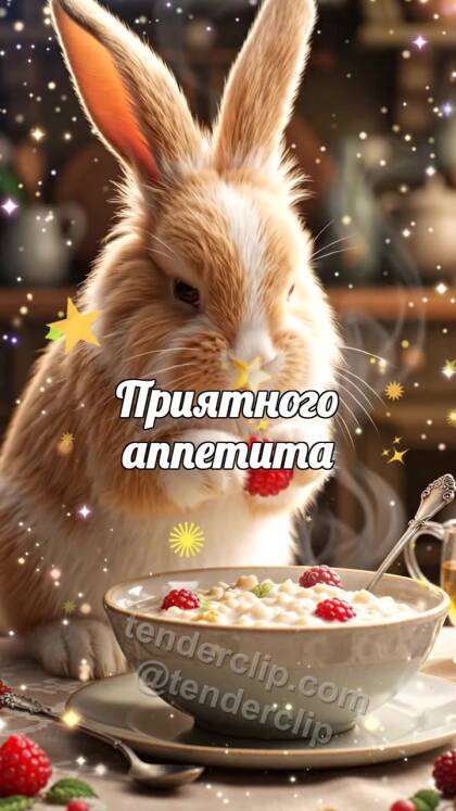 Приятного аппетита: зайчонок приносит ягоду к каше