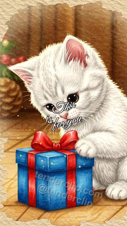 This is for you: kitten nudges a small box