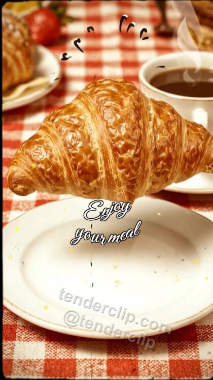 Enjoy your meal: croissant opens breakfast plate